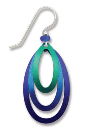 purple, blue and green earrings