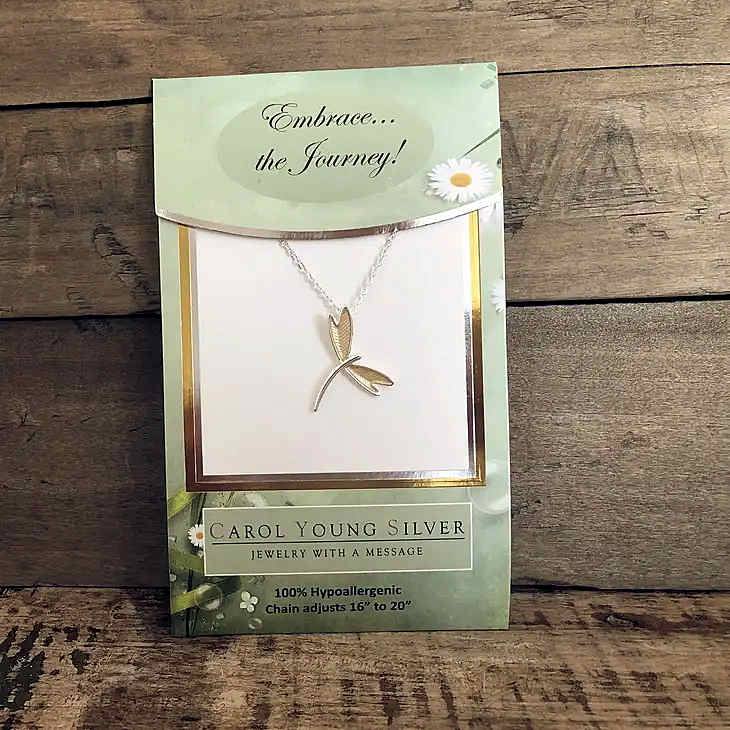 Dragonfly Necklace - packaged with saying