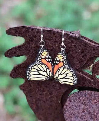 Hand Tooled Leather Life-like Iridescent Monarch Butterfly Wings Earrings  With Sterling Silver Hooks Autumn Butterfly Earrings - Etsy