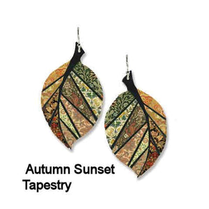 Brown Tapestry Leaf Earrings