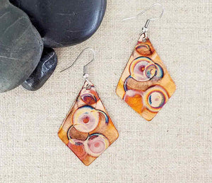 Earrings Flame Painted Copper Kite