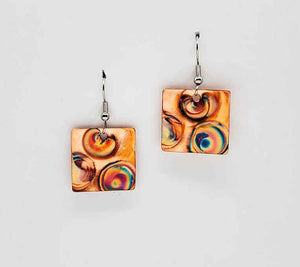 Earrings Flame Painted Copper
