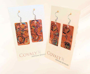 Flame Painted Copper Earrings