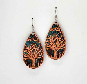 Embossed Tree Earrings