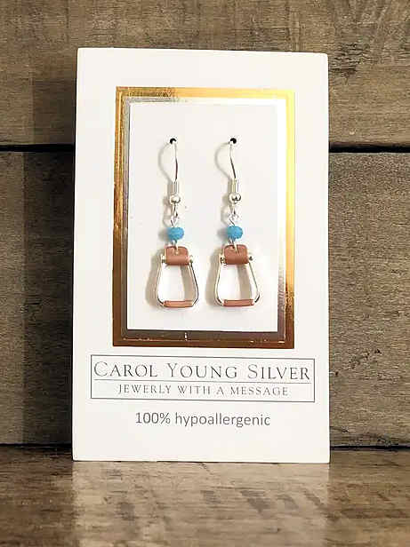Stirrup Earrings with Aqua Bead