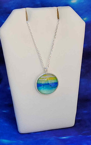 Handmade watercolor sea necklace