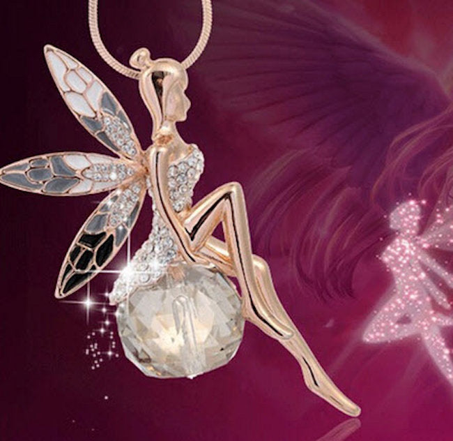 Fairy Pendant with Crystal Rhinestone Necklace