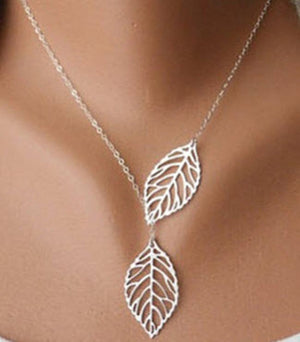 Double Leaves Pendant Necklace