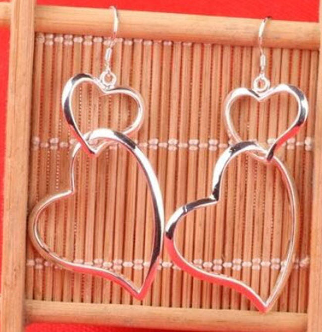 Double heart earrings