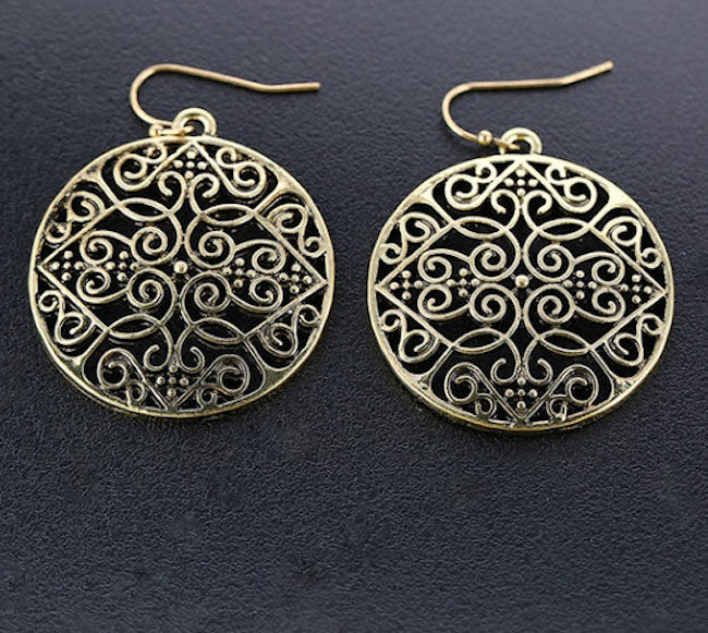 round earrings vintage bronze