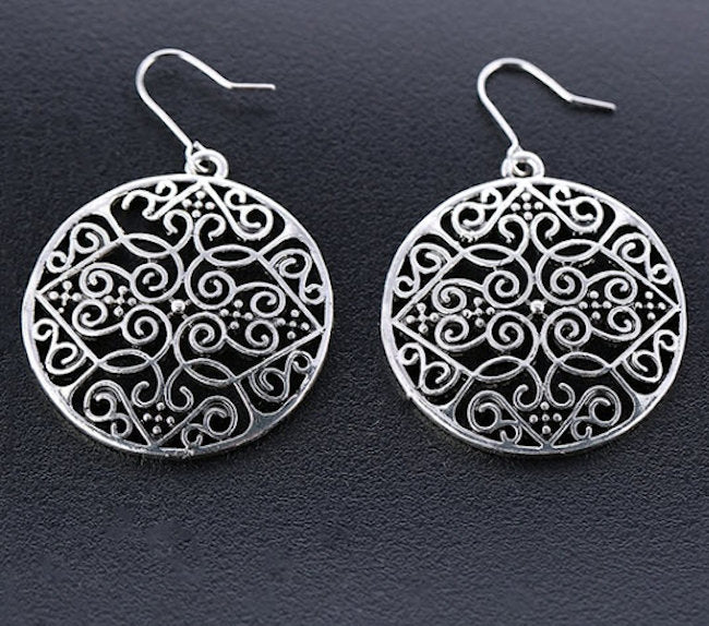 round earrings vintage silver