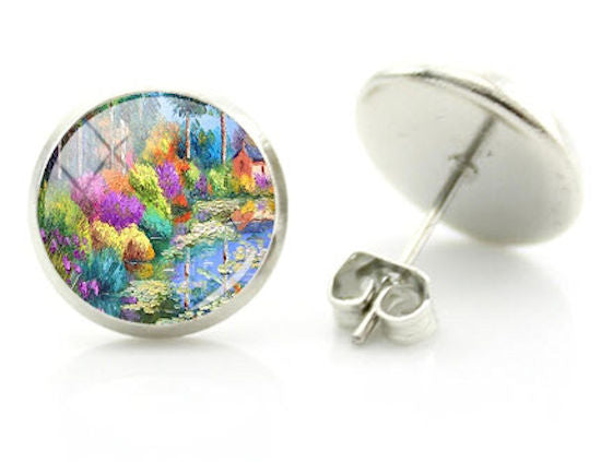 earrings stud abstract spring colors