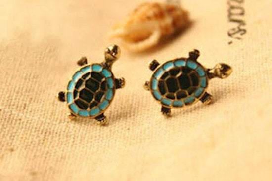 earrings stud enamel turtles