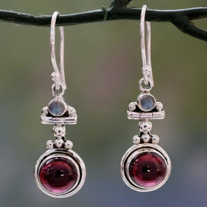 earrings moonstone and red agate