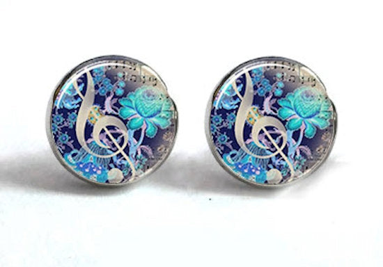 earrings stud musical clef