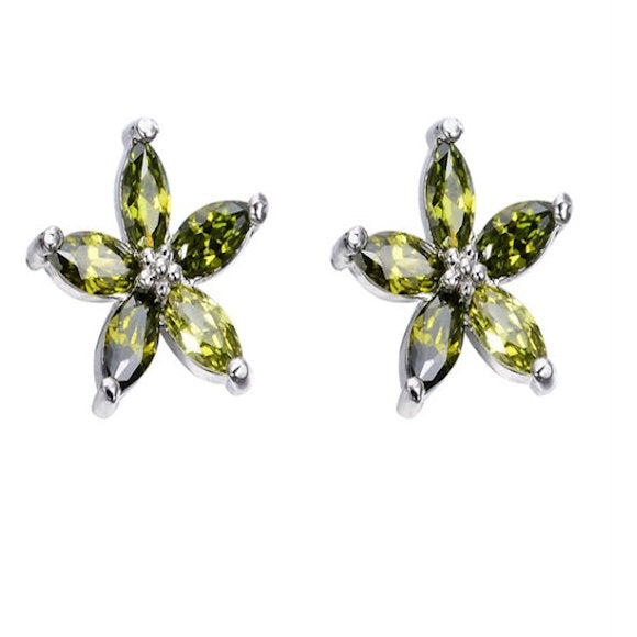 earrings peridot flower