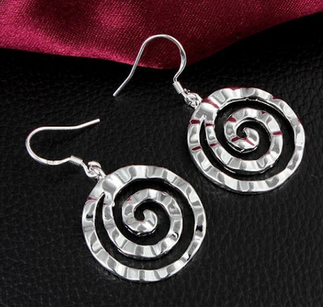 earrings silver spiral