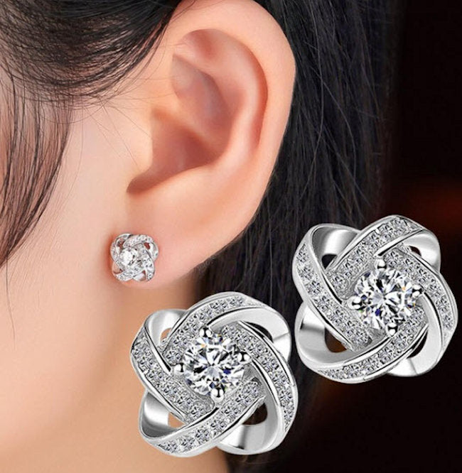 Earrings Twisted Rhinestone Stud 