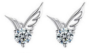 earrings angle wings rhinestone