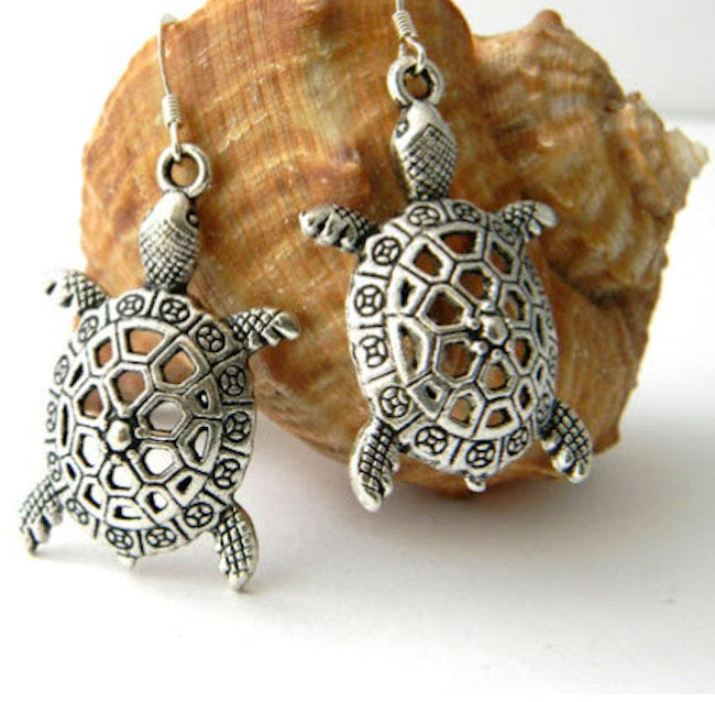 earrings silver turtle