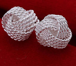 earrings mesh silver knot