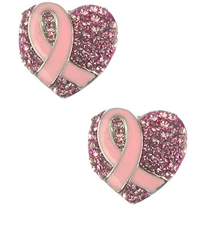 Breast Cancer Awareness Pink Ribbo Stud Earrings