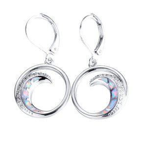 Earrings Silver Plated Alloy, Opal, Rhinestones