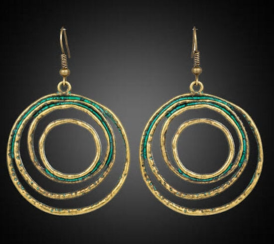 earrings boho gold patina