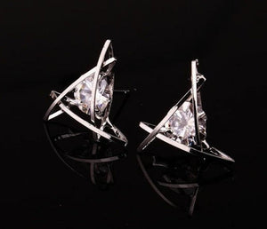 Earrings Triangle Zircon Crystal Stud