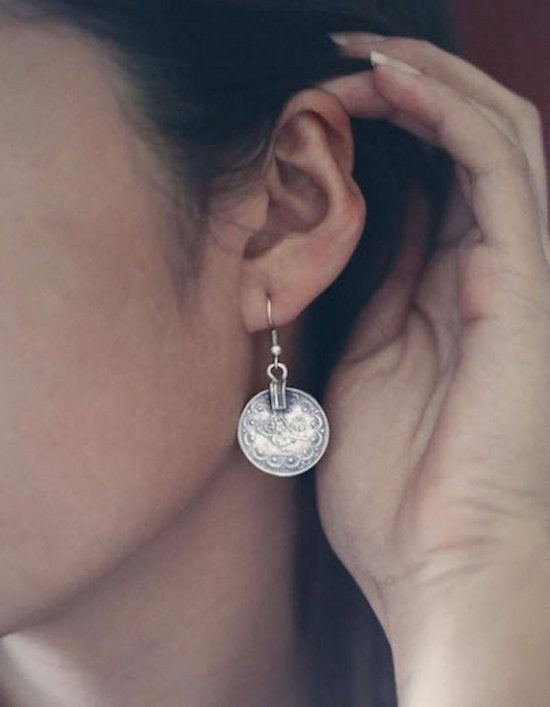 earrings vintage coin