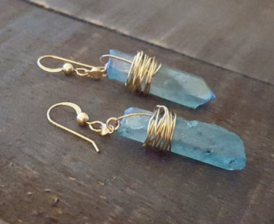 earrings light blue quartz
