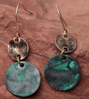 earrings boho green patina copper