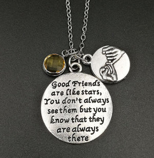 "Good Friends are like stars..." Silver Chain Necklace