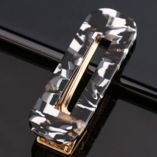 Hair Accessory Hair Clip Rounded Rectangular Black and White Acrylic