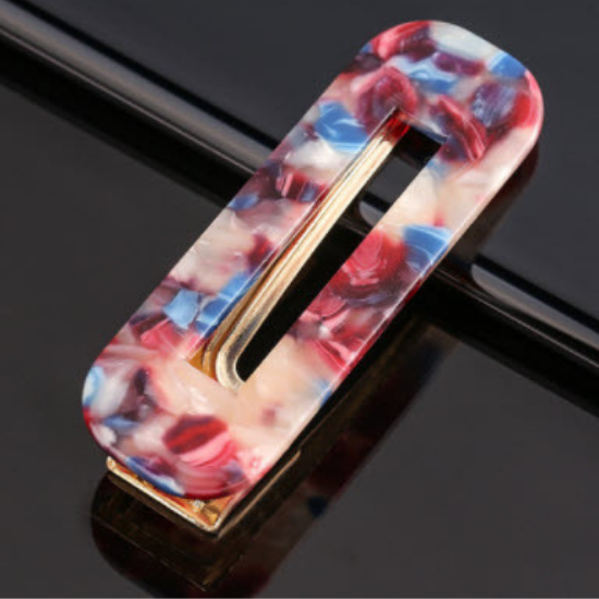 Hair Accessory Hair Clip Rounded Rectangular white blue and burgundy