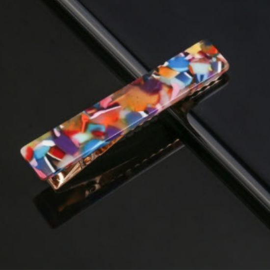 Hair Accessory Long Solid Rectangular Acrylic Bold Colored Hair Clip