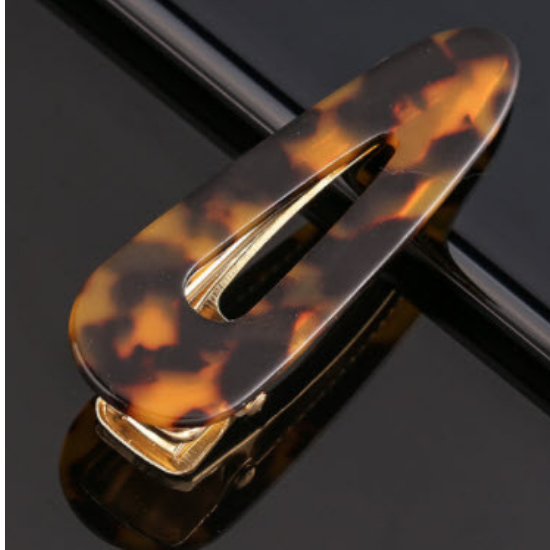 Hair Accessory Rounded triangle black and brown tortoise shell acrylic hair cli