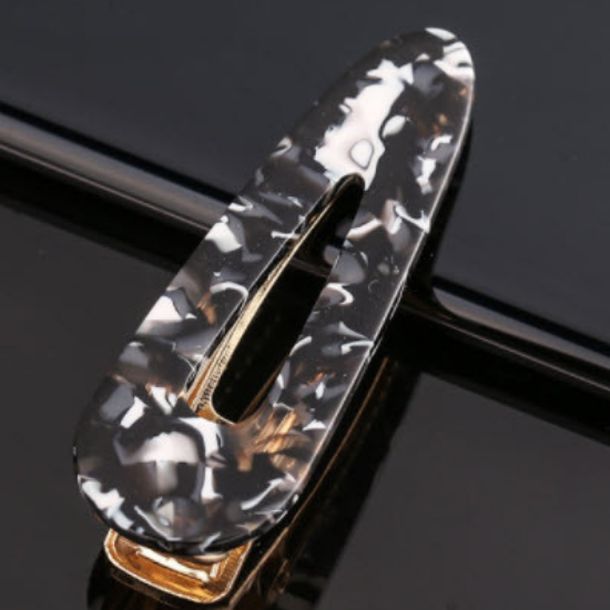Hair Accessory Rounded Triangle Acrylic Black and White Hair Clip