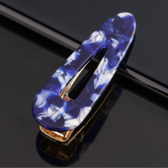 Hair Accessory Rounded Triangle Acrylic Blue and White hair Clip