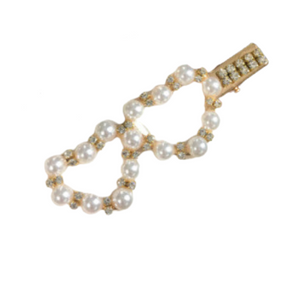 Hair Accessory Two Pearl and Rhinestone Heart with Crystals Hair Clip