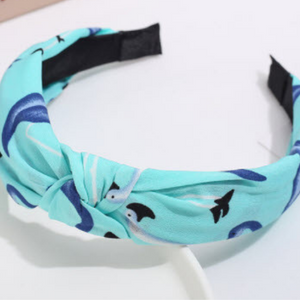 Seafoam green with flamingo fabric headband hair accessory