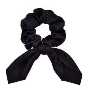 Plain Black Knotted Scarf Scrunchie Hair Accessory