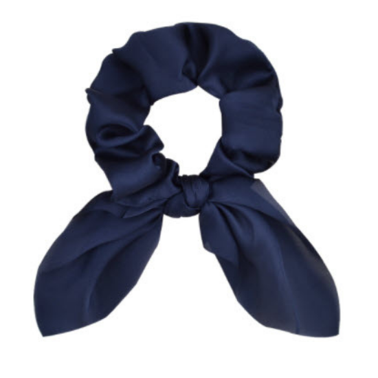Navy and white striped hair scarf scrunchie