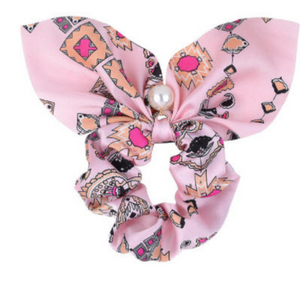 Pale Pink design with scarf scrunchie hair accessory