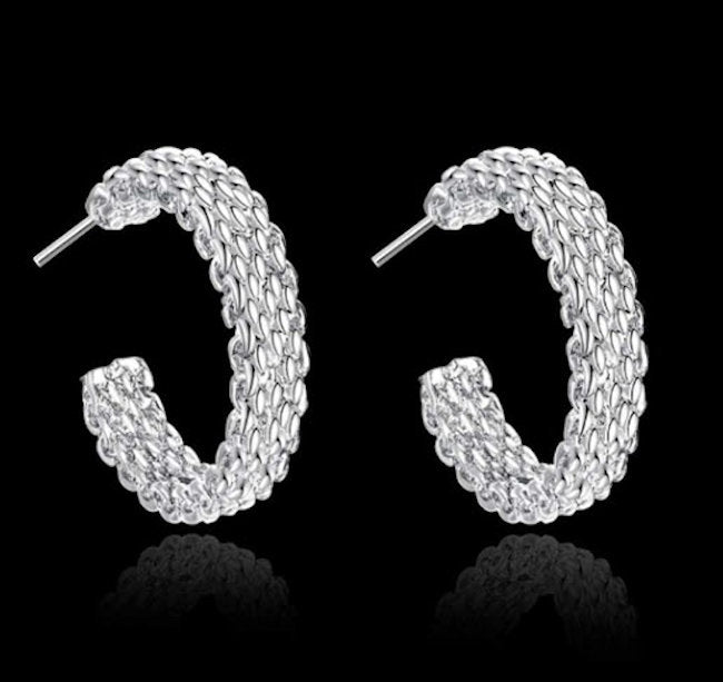 earrings silver weave