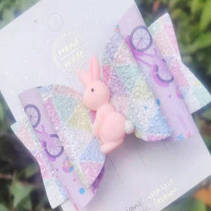 Childs Hair clip with pink Rabbit