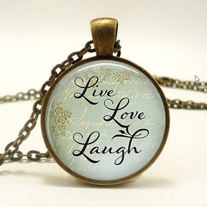  Live Love Laugh Photo Bronze Chain Necklace