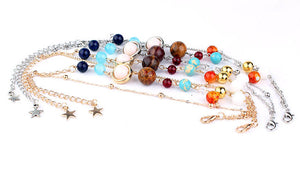 Universe and Planets Solar System and Star Natural Stone Beads Anklet