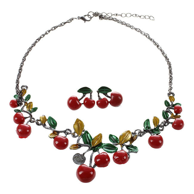 Cherry Necklace and Earring Set