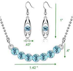 Austrian Crystal Pendant Necklace and Earrings Set - Sea Blue